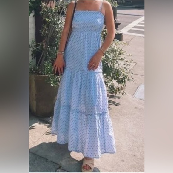 Sim & Sam Blue sm navy polkadot light blue dress Maxi Dress - Picture 1 of 6